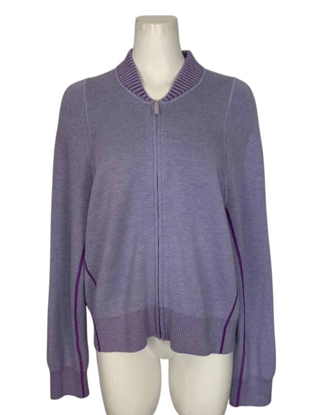 Lululemon Reversible Double Knit Zip Up Sweater 12 Purple Wool
